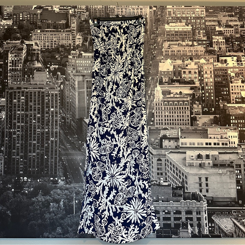 Lilly Pulitzer Navy and White Floral Maxi Dress